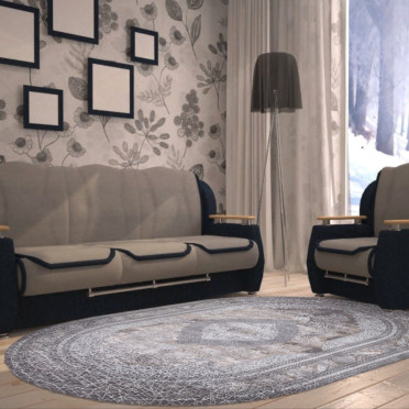 Ковер 34333 - 958 GREY / BROWN - Овал - коллекция GRAND