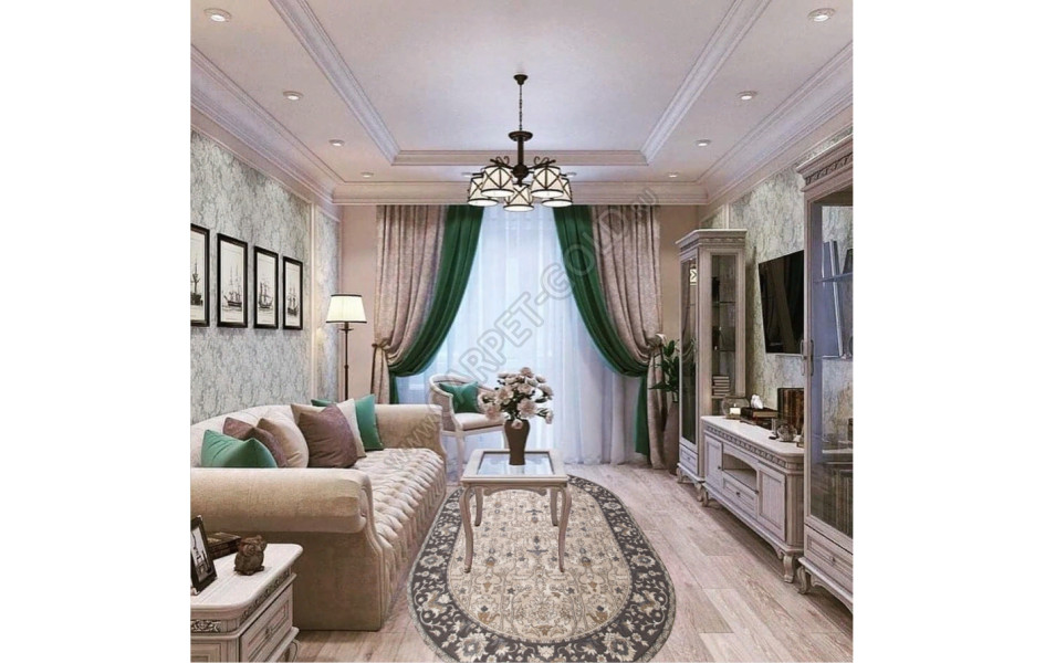 Ковер российский D741 BEIGE овальный - коллекция SERENITY